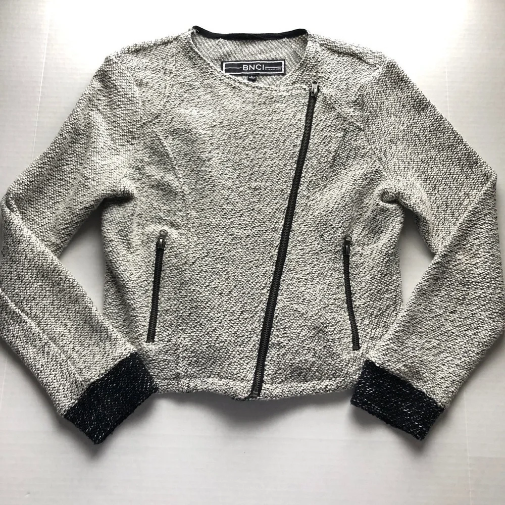 BNCI By Blanc Noir Asymmetrical Zip Sweater Coat Cardigan